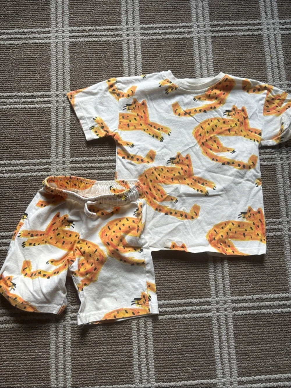 Zara Kids Toddler Boys size 5 Matching Tiger-Print Shorts Set